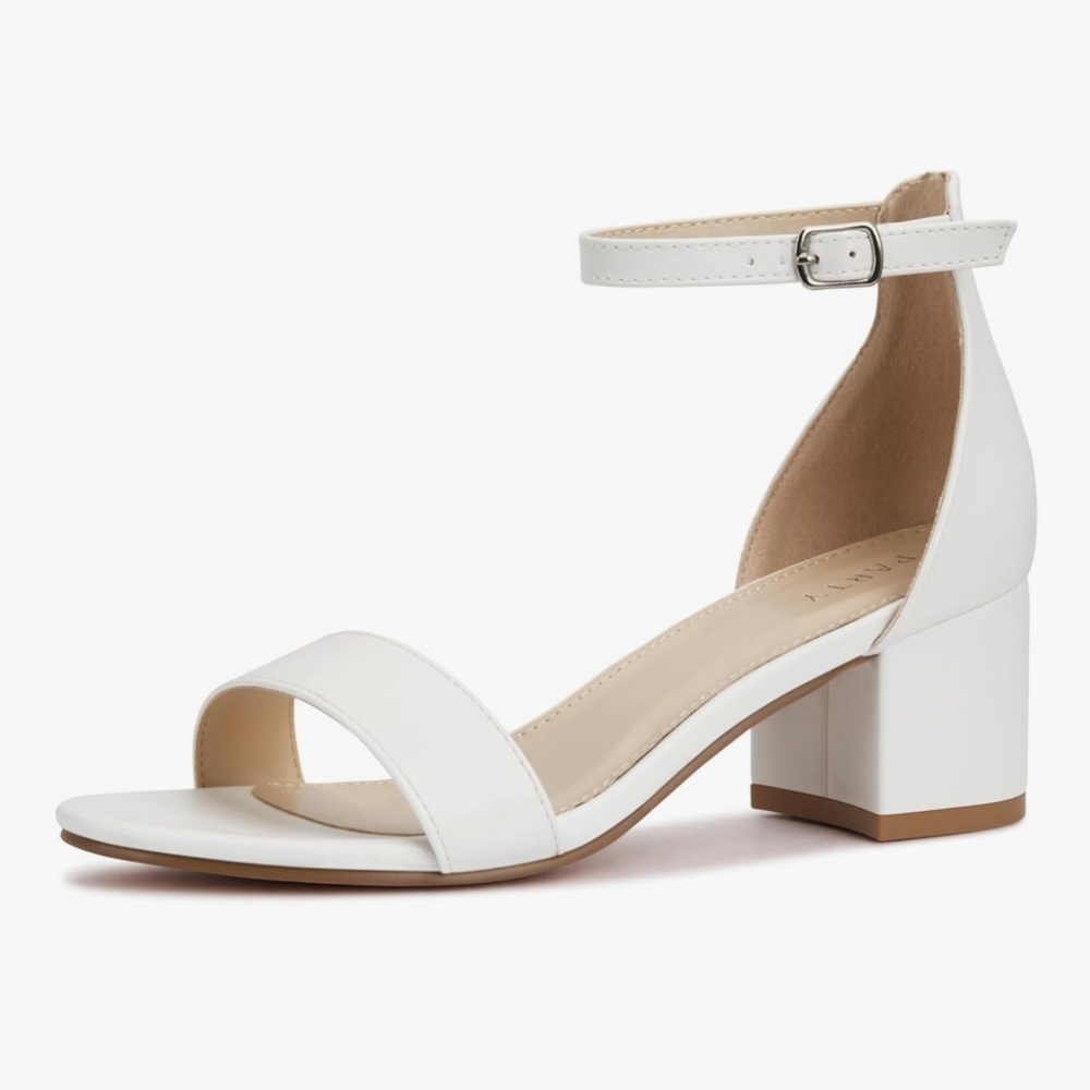 Elegant White Block Heel Sandals